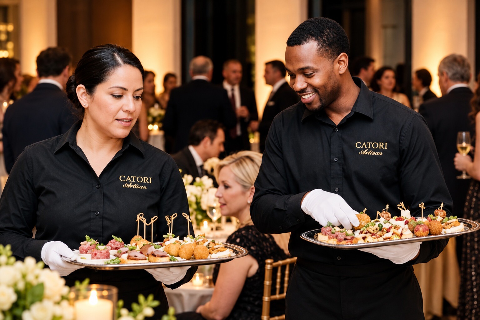 CATORI Artisan service team presenting appetizers at an elegant corporate reception