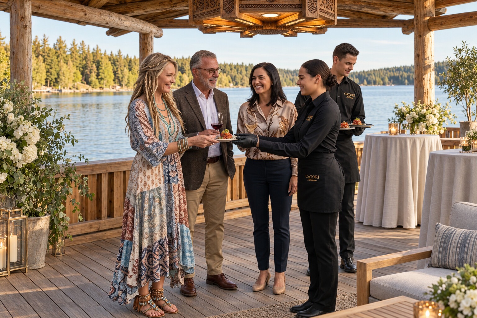 Lakeside cocktail and appetizer service by CATORI Artisan